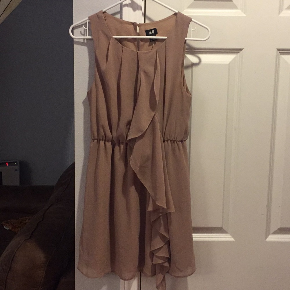 Nude tone flowy dress for women H&M